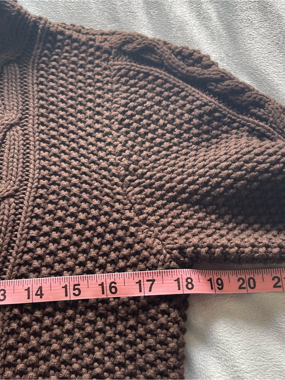 Lauren Ralph Lauren 100% cotton chocolate cable knit pullover sweater, size L - Picture 8 of 12